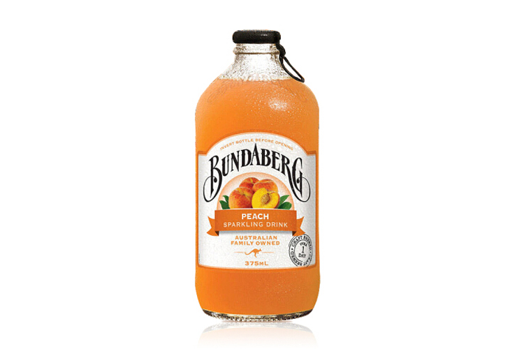 BUNDABERG SPARKLING FRUIT DRINK PEACH FLAV 375ML